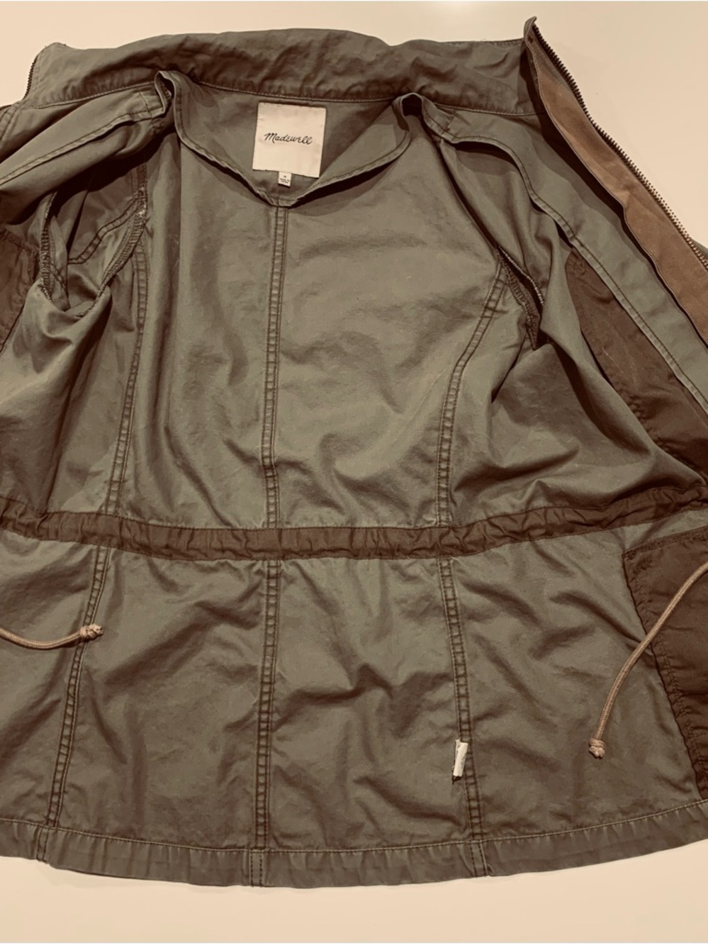 Women’s Madewell Olive Cotton Utility Fleet Jacket, M - Picture 5 of 9